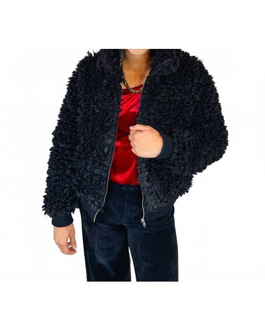 Elan Blue Sherpa Bomber Jacket