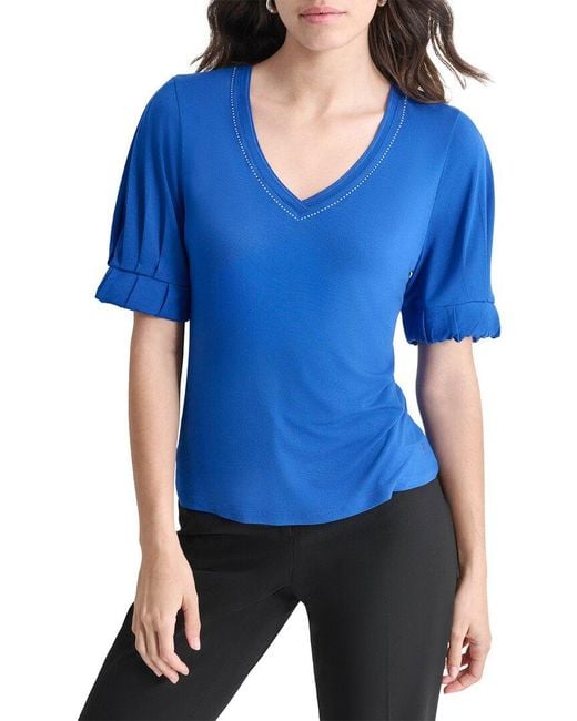 DKNY Blue Knit Top