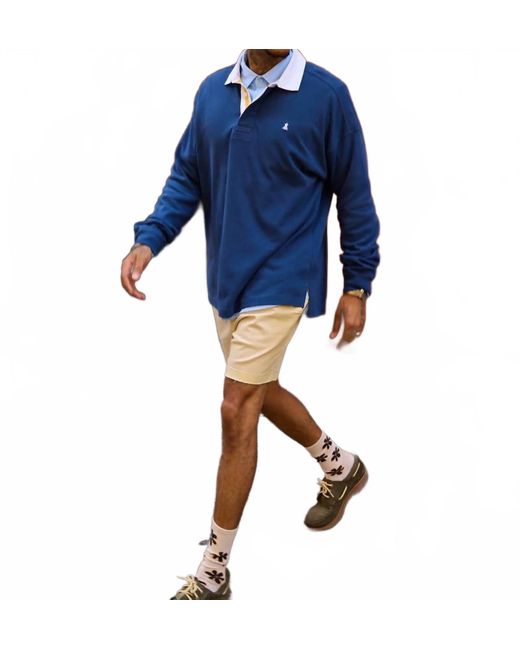Chubbies Blue The Do Me A Solid Rugby Long Sleeve Shirt for men