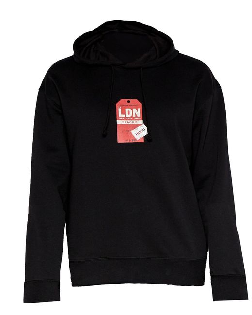Boss Black Hugo Dagunso Tag Logo Hooded Sweatshirt Hoodie for men