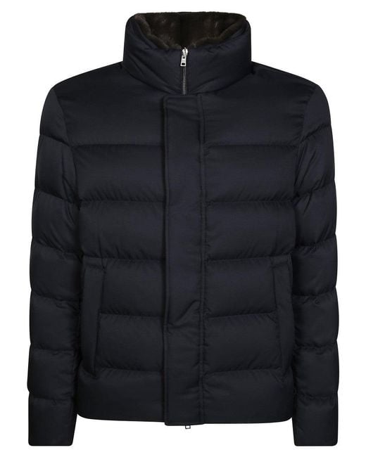 Herno Black Boxy Down Jacket With High Collar for men