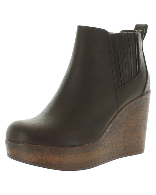 b.ø.c. Brown Athalia Faux Leather Wedge Boots