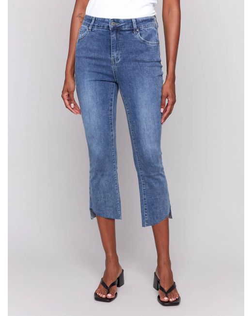 Charlie b Blue Cropped Jeans With Asymmetrical Hem