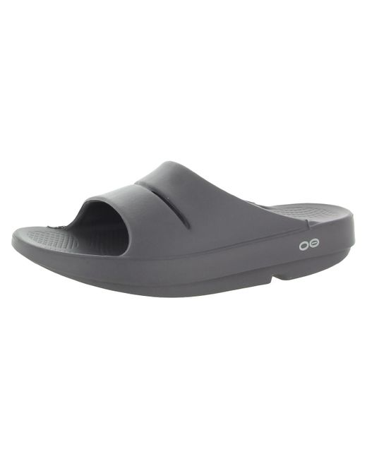 OOFOS Gray Ooahh Cut-out Flexible Slide Sandals for men