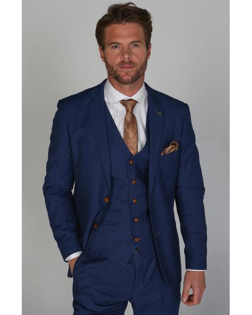 Paul Andrew Blue Mayfair- Classic Plain Blazer With 2 Buttons for men