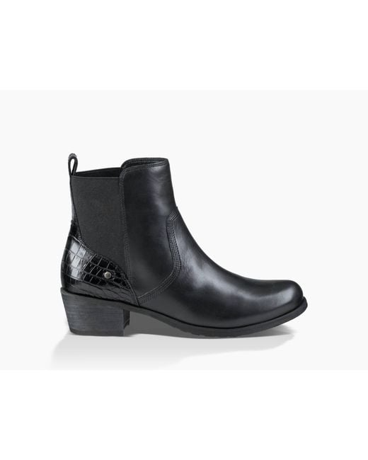 Ugg Black Keller Croco Ankle Boots
