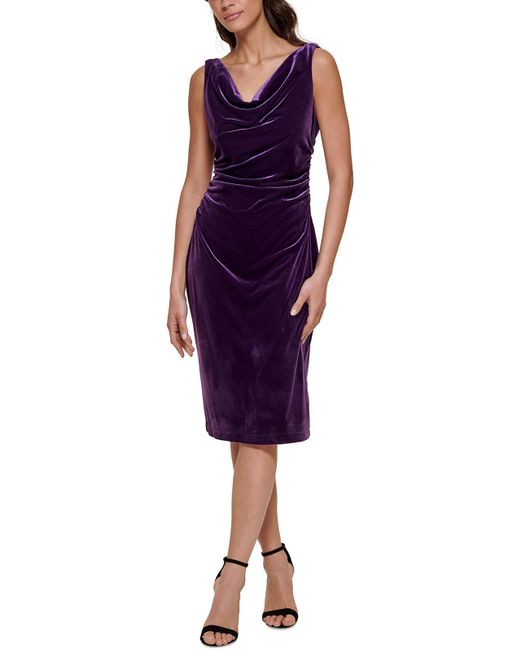 Kensie Purple Velvet Knee Cocktail And Party Dress