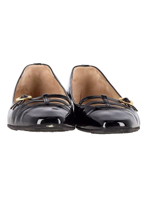 Jimmy Choo Brown Ballet Flats In Black Patent Leather