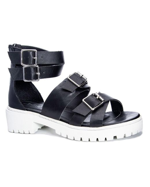 Dirty Laundry Blue Lilybelle Austin Faux Leather Strappy Gladiator Sandals