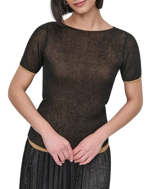DKNY Black Contrast Layered Top