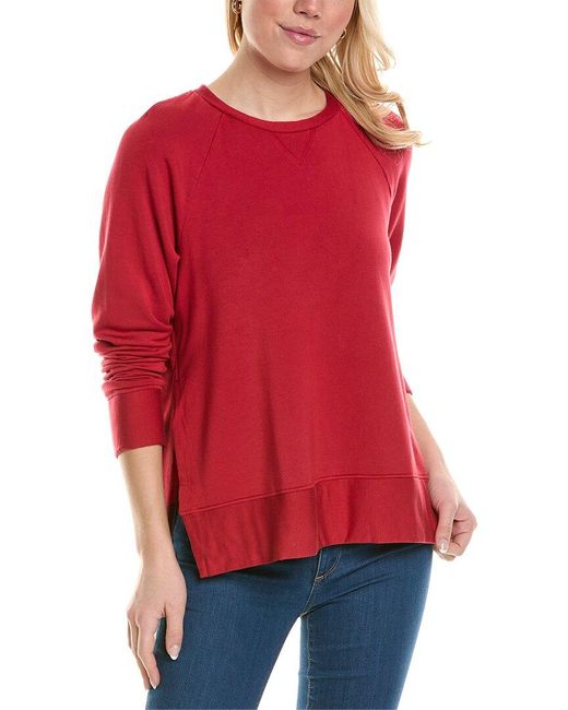 Stateside Red Softest Fleece Raglan Side Slit Sweatshirt