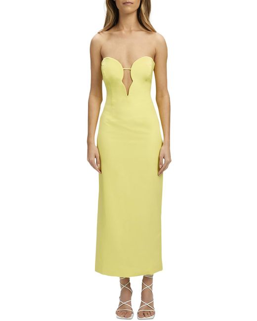 Bardot Yellow Eleni Knit Cut-out Midi Dress