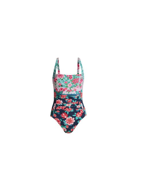 Johnny Was Black Japer Ruched One Piece Swimsuit Floral Print Swimsuit