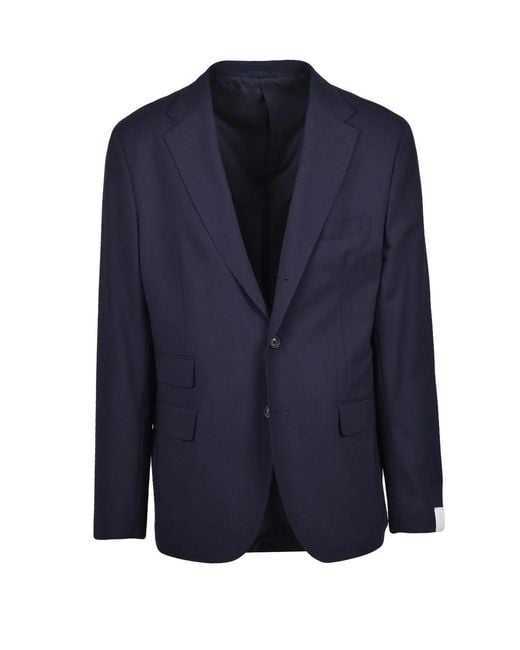 Eleventy Blue Rounded Wool-Blend Blazer for men