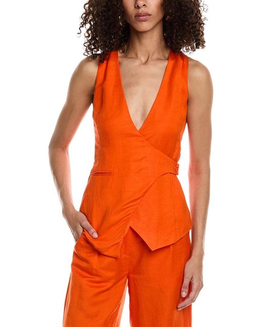 Nicholas Orange Quin Linen-blend Vest