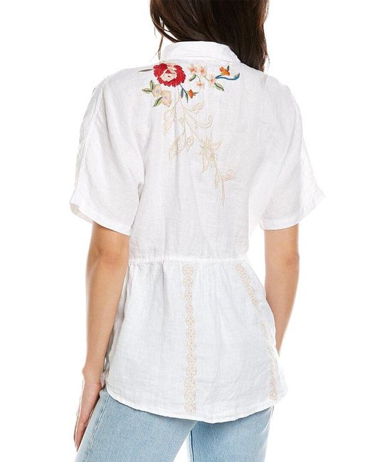Johnny Was Ellia Linen Top in White 