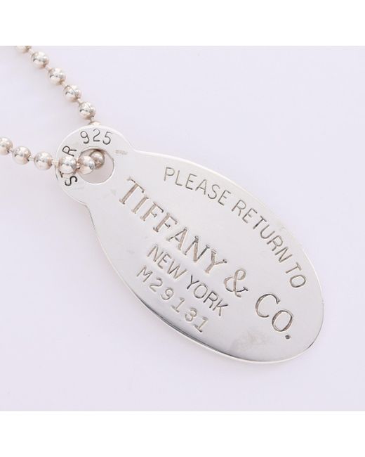 Tiffany & Co White Return To Tiffany Oval Tag Necklace Sv925