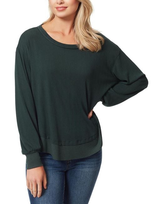 Jessica Simpson Green Ribbed Crew Neck Pullover Top