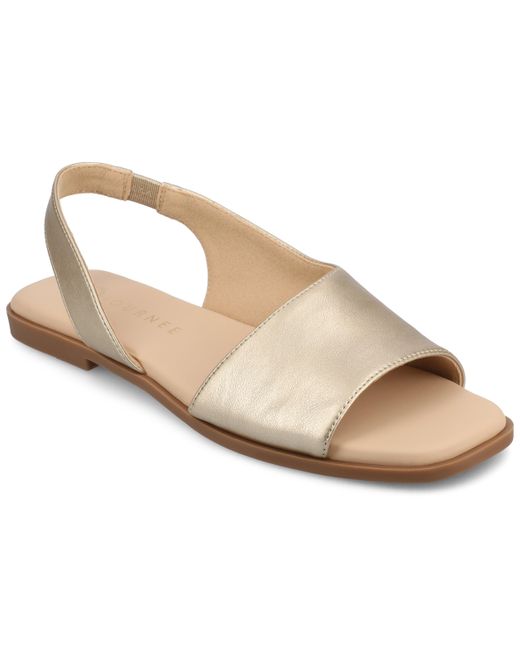 Journee Collection Natural Journee Brinsley Medium And Wide Width Flat Sandals
