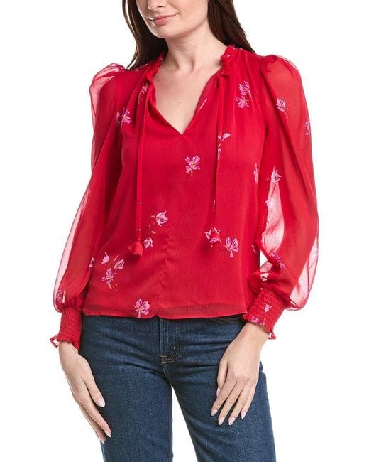 Cece Red Ruffle Blouse