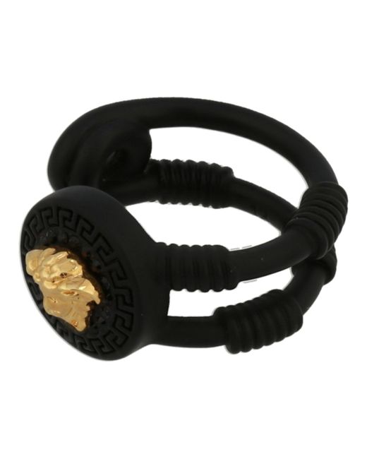 Versace Black Safety Pin Open Ring