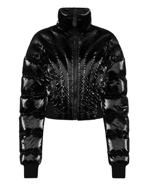 Philipp Plein Black Nylon Multicutting Puffer Jacket