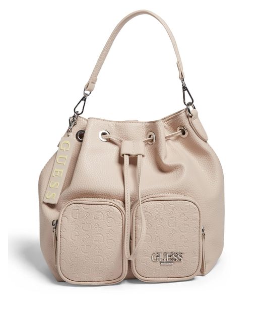 Guess Factory Nina Bucket Bag in Natural | Lyst