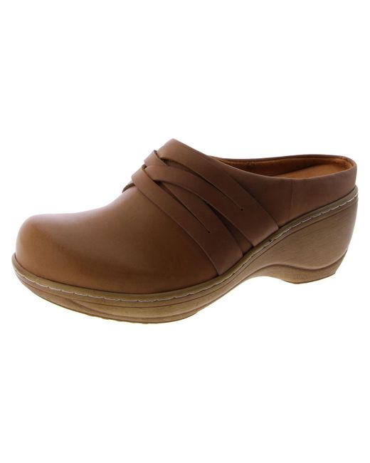 Softwalk® Brown Mackay Leather Slip On Clogs