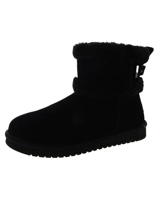 Koolaburra Suede Faux Fur Lined Ankle Boots in Black Lyst