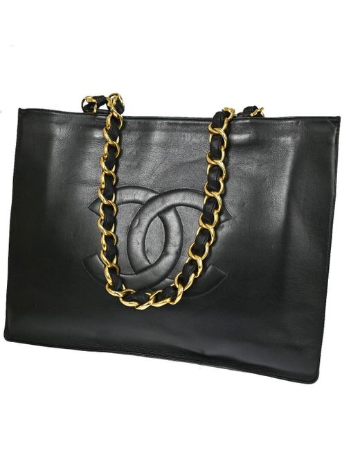 Chanel Black Shopping Leather Shoulder Bag (pre-owned)