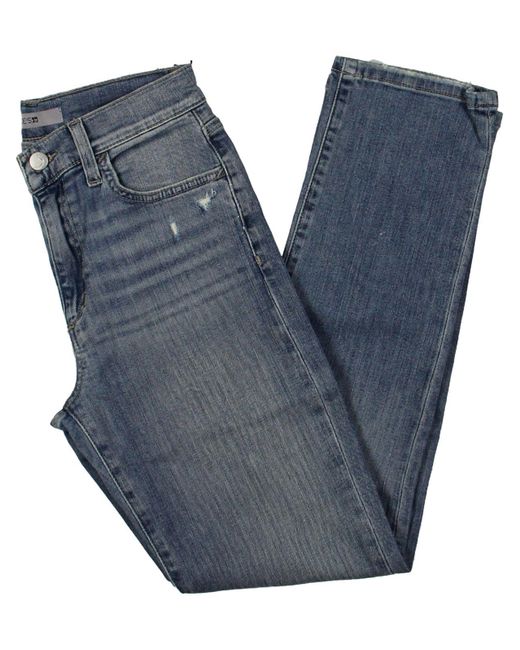Joe's Jeans Blue High-rise Distressed Straight Leg Jeans