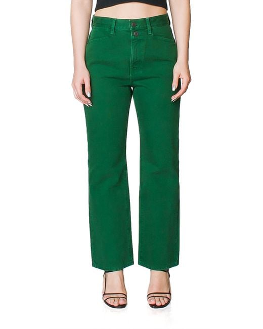 Proenza Schouler Green Washed Denim Cropped Stovepipe Jeans
