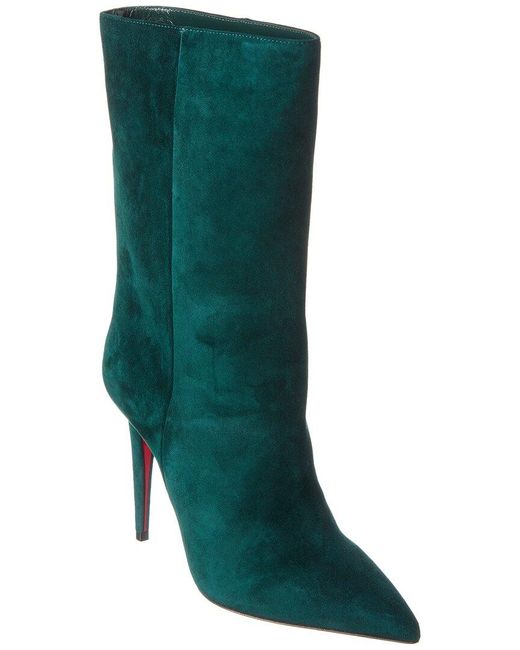 Christian Louboutin Green Astrilarge 100 Suede Bootie
