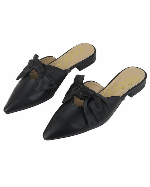 Ccocci Black Bow Decor Pointed-Toe Mule