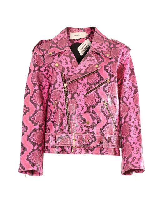 Marques'Almeida Pink Python Effect Biker Jacket
