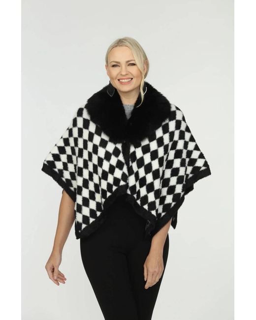 oolala Black Fur Collar Cape