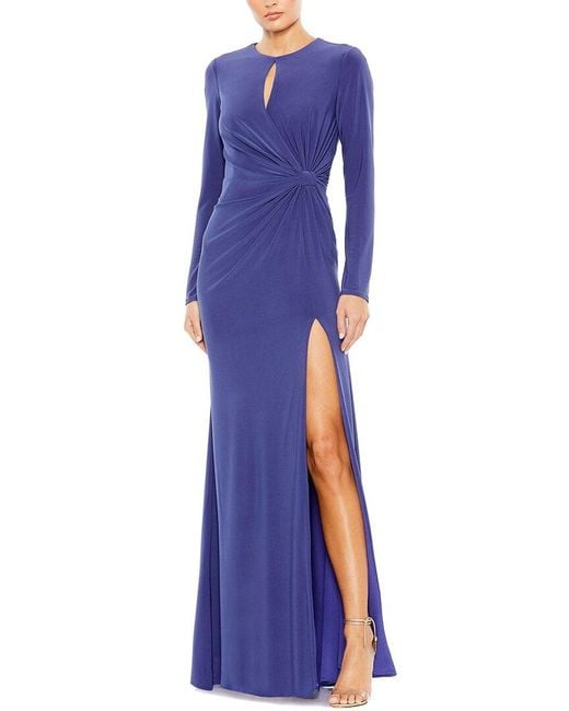 Mac Duggal Purple Keyhole Draped A-Line Gown