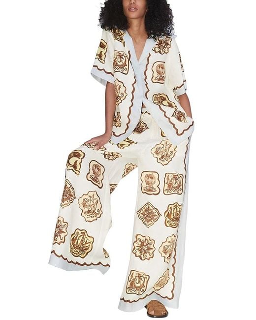 Esea Metallic 2Pc Linen-Blend Shirt & Pant Set