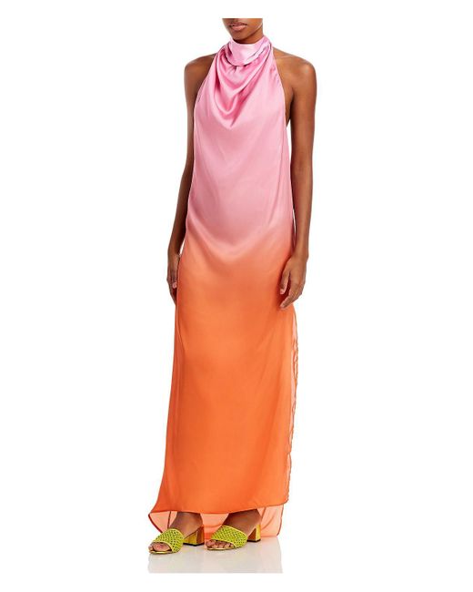 Baobab Orange Satin Open-back Maxi Dress