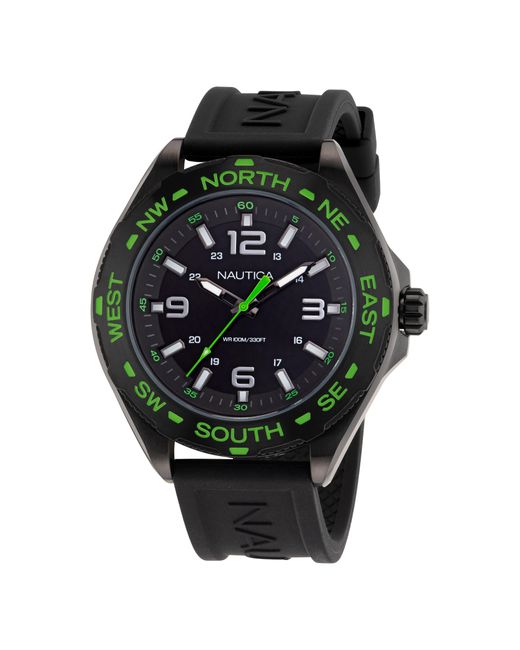 Nautica Green Clearwater Beach Recycled Silicone 3-hand Watch for men