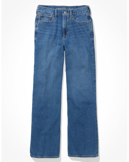 American Eagle Outfitters Blue Ae Super High-waisted Baggy Wide-leg Jean