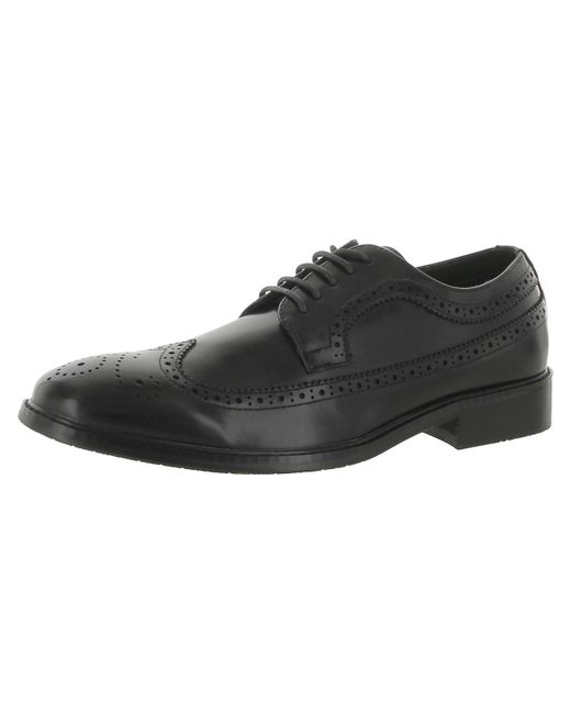 Vance Co. Black Gordy Faux Leather Lace Up Dress Shoes for men