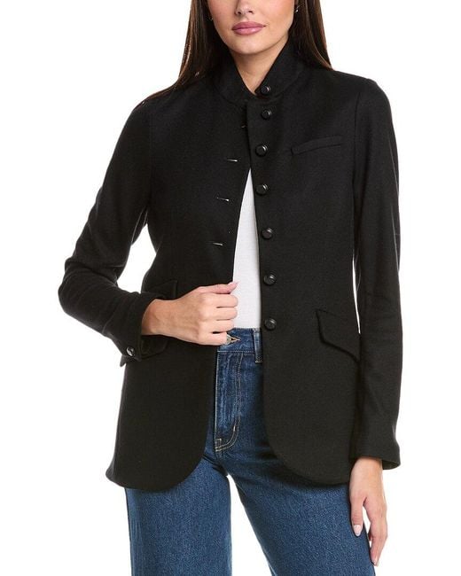Rag & Bone Black Slade Long Japanese Wool Blazer