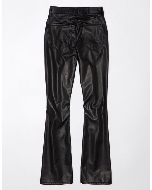 American Eagle Outfitters Black Ae Curvy Super High-waisted Kick Bootcut Vegan Leather Pant