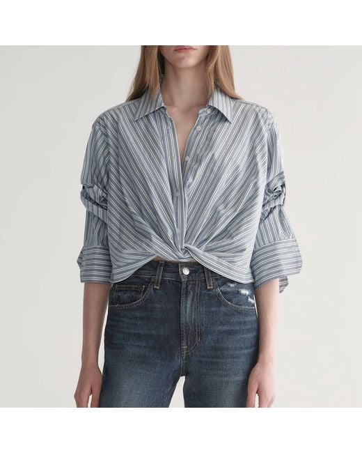 A.L.C. Gray Leo Cropped Cotton Shirt
