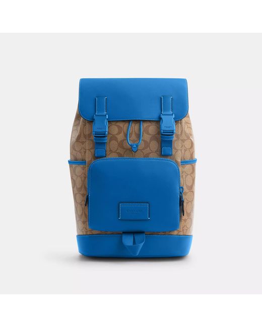 COACH Track Backpack In Colorblock Signature Canvas in Blue Lyst