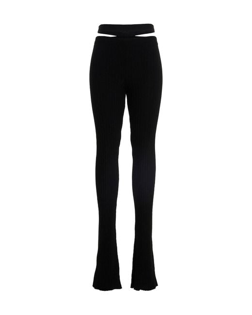 ANDREADAMO Black Ribbed Flared Pants