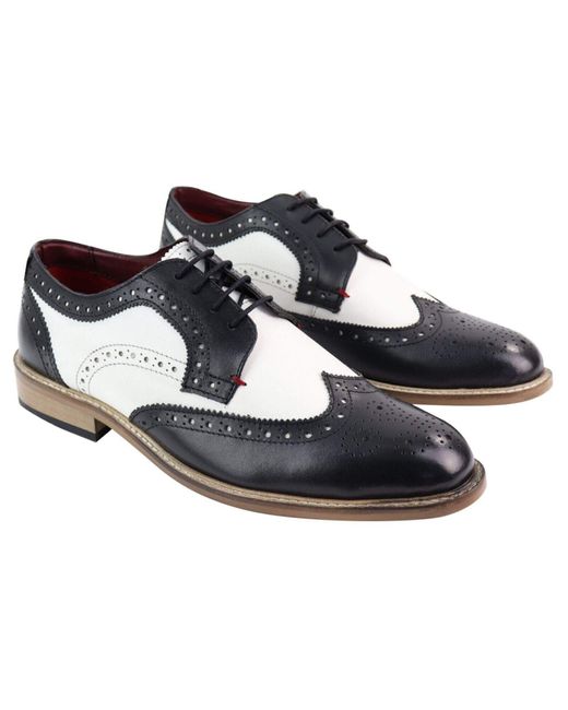 House Of Cavani Black Classic Oxford Brogue Gatsby Shoes for men