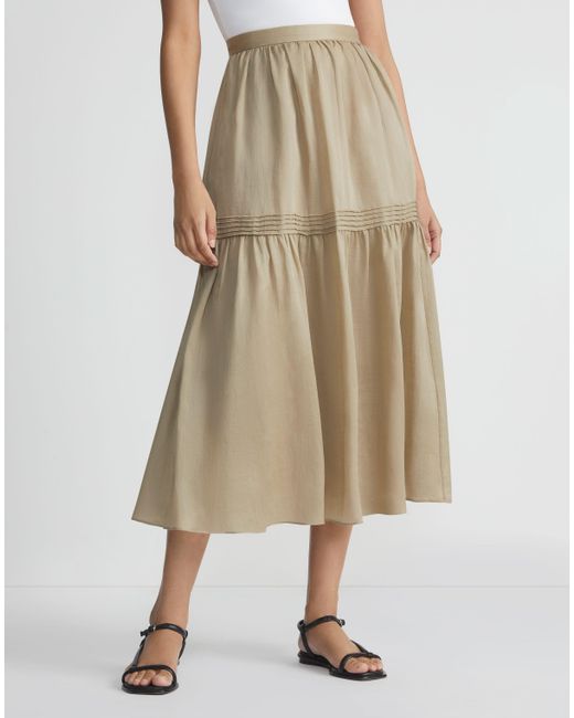 Lafayette 148 New York Natural Gemma Cloth Tiered Maxi Skirt
