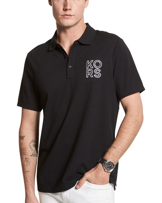 Michael Kors Black Cotton Logo Polo for men